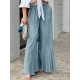 Leisure Solid Ruffle Wide Leg Pocket Pants Leisure Solid Ruffle Wide Leg Pocket Pants