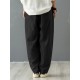 Solid Cotton Pocket Elastic Waist Casual Loose Pants Solid Cotton Pocket Elastic Waist Casual Loose Pants