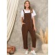 Solid Pocket Sleeveless Button Casual Jumpsuit For Women Solid Pocket Sleeveless Button Casual Jumpsuit For Women