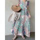Leisure Calico Ruffle V Neck Maxi Dress Leisure Calico Ruffle V Neck Maxi Dress