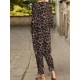 Leopard Print Pocket Tie Long Sleeve Elastic Waist Two Pieces Set Leopard Print Pocket Tie Long Sleeve Elastic Waist Two Pieces Set