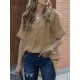 Solid Lapel Half Sleeve Casual Blouse Solid Lapel Half Sleeve Casual Blouse