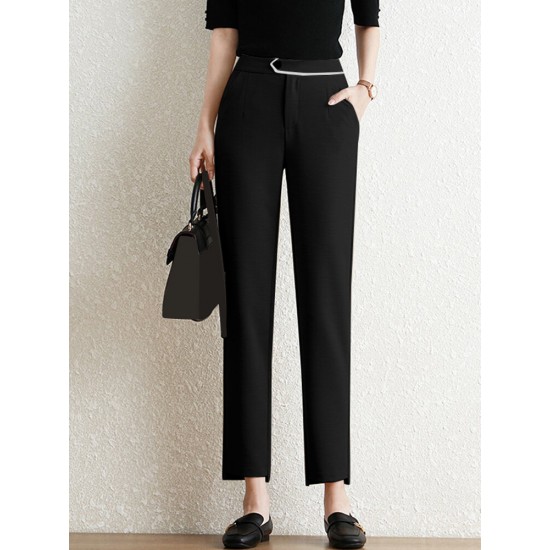Contrast Pocket Step Hem Tailored Pants For Women Contrast Pocket Step Hem Tailored Pants For Women