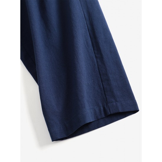Leisure Solid Drawstring Pocket Cotton Casual Pants Leisure Solid Drawstring Pocket Cotton Casual Pants