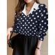Polka Dot Contrast Color Lapel Button Long Sleeve Casual Shirt Polka Dot Contrast Color Lapel Button Long Sleeve Casual Shirt