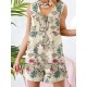 Sleeveless Button Print Flower Pocket Regular Fit Jumpsuit Sleeveless Button Print Flower Pocket Regular Fit Jumpsuit
