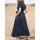 Solid Pocket Sash Short Sleeve Cotton Casual Maxi Dress Solid Pocket Sash Short Sleeve Cotton Casual Maxi Dress