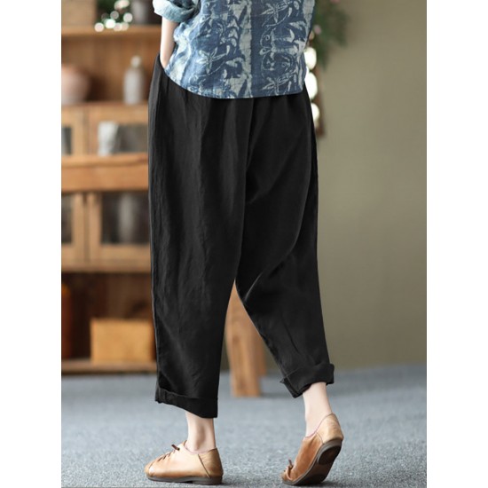 Leisure Solid Cotton Pocket Casual Cotton Pants Leisure Solid Cotton Pocket Casual Cotton Pants