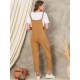 Solid Pocket Sleeveless Button Casual Jumpsuit For Women Solid Pocket Sleeveless Button Casual Jumpsuit For Women