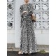 Geo Print Long Sleeve Slit Side Crew Neck Maxi Dress Geo Print Long Sleeve Slit Side Crew Neck Maxi Dress