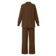 Women Turtleneck Solid Color Ankle Length Zipper Elastic Waist Two Piece Sets Women Turtleneck Solid Color Ankle Length Zipper Elastic Waist Two Piece Sets