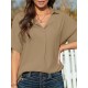 Solid Lapel Half Sleeve Casual Blouse Solid Lapel Half Sleeve Casual Blouse