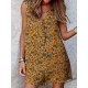 Leisure Calico Button Pocket Sleeveless V Neck Cotton Romper Leisure Calico Button Pocket Sleeveless V Neck Cotton Romper