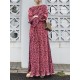 Geo Print Long Sleeve Slit Side Crew Neck Maxi Dress Geo Print Long Sleeve Slit Side Crew Neck Maxi Dress