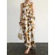 Plant Print Pocket Round Neck Sleeveless Print Dress Plant Print Pocket Round Neck Sleeveless Print Dress