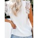 Solid Lace Patchwork V Neck Casual Blouse Solid Lace Patchwork V Neck Casual Blouse