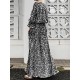 Geo Print Long Sleeve Slit Side Crew Neck Maxi Dress Geo Print Long Sleeve Slit Side Crew Neck Maxi Dress