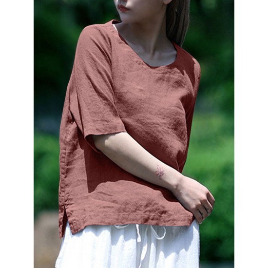 Solid Half Sleeve Crew Neck Casual Women Blouse Solid Half Sleeve Crew Neck Casual Women Blouse