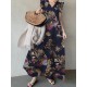 Plant Print Sleeveless Ruffle V Neck Cotton Maxi Dress Plant Print Sleeveless Ruffle V Neck Cotton Maxi Dress