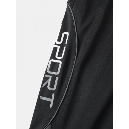 Side Letter Fitting Mid Rise Ankle Length Drawstring Sports Pants Side Letter Fitting Mid Rise Ankle Length Drawstring Sports Pants
