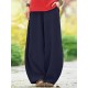 Solid Pocket Elastic Waist Cotton Casual Pants Solid Pocket Elastic Waist Cotton Casual Pants