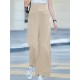 Solid Pocket Button Wide Leg High Waist Casual Pants Solid Pocket Button Wide Leg High Waist Casual Pants