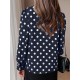 Polka Dot Contrast Color Lapel Button Long Sleeve Casual Shirt Polka Dot Contrast Color Lapel Button Long Sleeve Casual Shirt