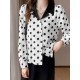 Polka Dot Contrast Color Lapel Button Long Sleeve Casual Shirt Polka Dot Contrast Color Lapel Button Long Sleeve Casual Shirt