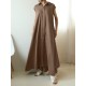 Solid Button Lapel Ruched Short Sleeve Maxi Shirt Dress Solid Button Lapel Ruched Short Sleeve Maxi Shirt Dress