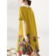 Cartoon Cat Print Contrast Peter Pan Collar Short Sleeve Dress Cartoon Cat Print Contrast Peter Pan Collar Short Sleeve Dress