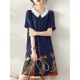 Cartoon Cat Print Contrast Peter Pan Collar Short Sleeve Dress Cartoon Cat Print Contrast Peter Pan Collar Short Sleeve Dress