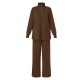 Women Turtleneck Solid Color Ankle Length Zipper Elastic Waist Two Piece Sets Women Turtleneck Solid Color Ankle Length Zipper Elastic Waist Two Piece Sets