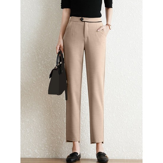 Contrast Pocket Step Hem Tailored Pants For Women Contrast Pocket Step Hem Tailored Pants For Women