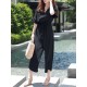 Solid Belt Pocket Button Ruffle Sleeve V neck Jumpsuit Solid Belt Pocket Button Ruffle Sleeve V neck Jumpsuit