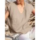 Solid Pocket Slit V neck Short Sleeve Casual Blouse Solid Pocket Slit V neck Short Sleeve Casual Blouse