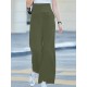 Solid Pocket Button Wide Leg High Waist Casual Pants Solid Pocket Button Wide Leg High Waist Casual Pants