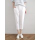 Leisure Solid Drawstring Pocket Cotton Casual Pants Leisure Solid Drawstring Pocket Cotton Casual Pants