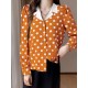 Polka Dot Contrast Color Lapel Button Long Sleeve Casual Shirt Polka Dot Contrast Color Lapel Button Long Sleeve Casual Shirt