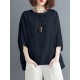 Solid Round Neck Bat Sleeve Casual Blouse Solid Round Neck Bat Sleeve Casual Blouse