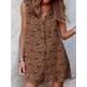 Leisure Calico Button Pocket Sleeveless V Neck Cotton Romper Leisure Calico Button Pocket Sleeveless V Neck Cotton Romper