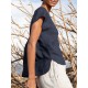 Solid Pocket Slit V neck Short Sleeve Casual Blouse Solid Pocket Slit V neck Short Sleeve Casual Blouse