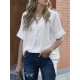 Solid Lapel Half Sleeve Casual Blouse Solid Lapel Half Sleeve Casual Blouse