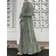 Geo Print Long Sleeve Slit Side Crew Neck Maxi Dress Geo Print Long Sleeve Slit Side Crew Neck Maxi Dress
