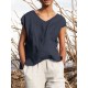 Solid Pocket Slit V neck Short Sleeve Casual Blouse Solid Pocket Slit V neck Short Sleeve Casual Blouse