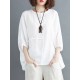 Solid Round Neck Bat Sleeve Casual Blouse Solid Round Neck Bat Sleeve Casual Blouse