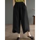 Solid Asymmetrical Hem Pocket Wide Leg Crop Pants Solid Asymmetrical Hem Pocket Wide Leg Crop Pants