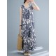 Plant Print Ruched Sleeveless Casual Maxi Cotton Dress Plant Print Ruched Sleeveless Casual Maxi Cotton Dress