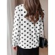 Polka Dot Contrast Color Lapel Button Long Sleeve Casual Shirt Polka Dot Contrast Color Lapel Button Long Sleeve Casual Shirt