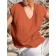 Solid Pocket Slit V neck Short Sleeve Casual Blouse Solid Pocket Slit V neck Short Sleeve Casual Blouse