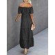 Dot Print Off Shoulder Short Sleeve Dress With Belt Dot Print Off Shoulder Short Sleeve Dress With Belt